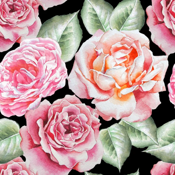 Seamless pattern with watercolor roses. — Stock Photo, Image