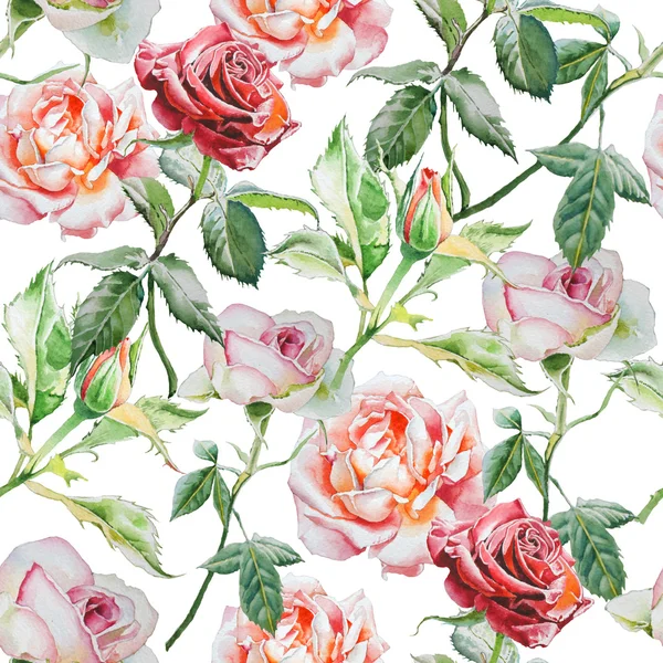 Padrão sem costura com rosas aquarela . — Fotografia de Stock