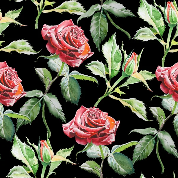 Naadloze patroon met aquarel rozen. — Stockfoto