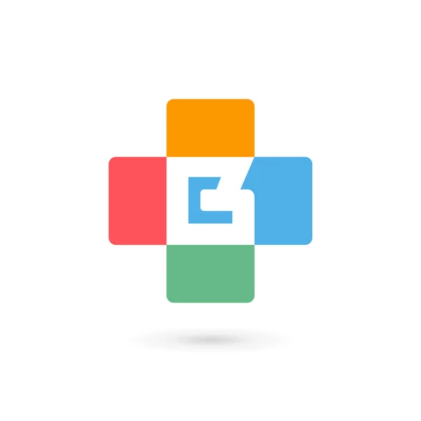 クロス文字 B プラス ロゴ アイコンのデザイン テンプレート要素 — ストックベクタ