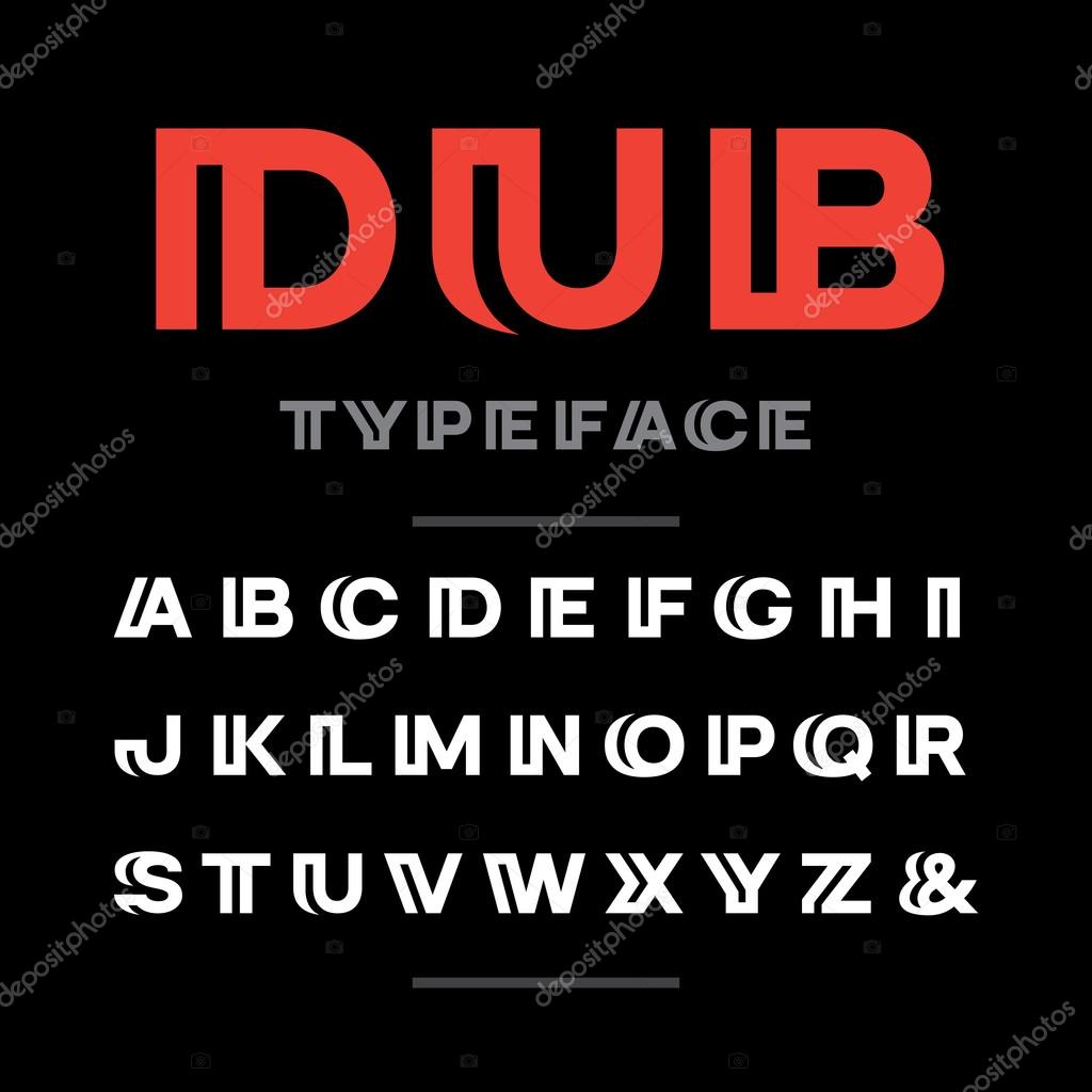 Wide font. Vector alphabet with latin letters and numbers
