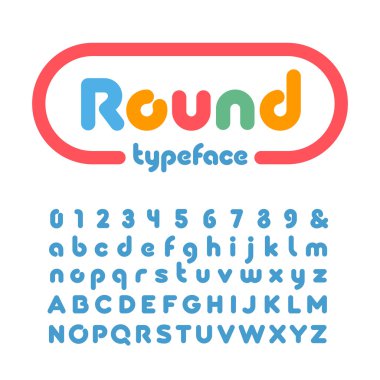 Rounded font. Vector alphabet with donut effect letters and numb clipart