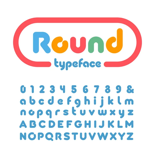 Rounded font. Vector alphabet with donut effect letters and numb — Stock Vector