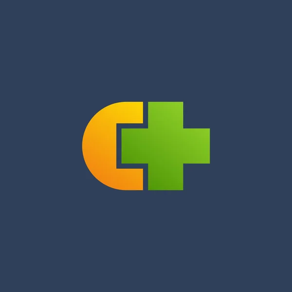 Γράμμα C Σταυρός συν στοιχεία πρότυπο σχεδιασμού εικονίδιο λογότυπο — Διανυσματικό Αρχείο