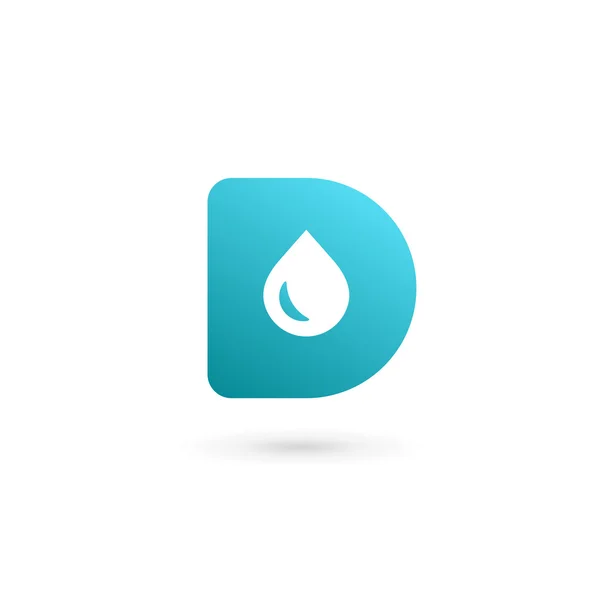 Bokstaven D vatten droppa logo ikon designelement mall — Stock vektor