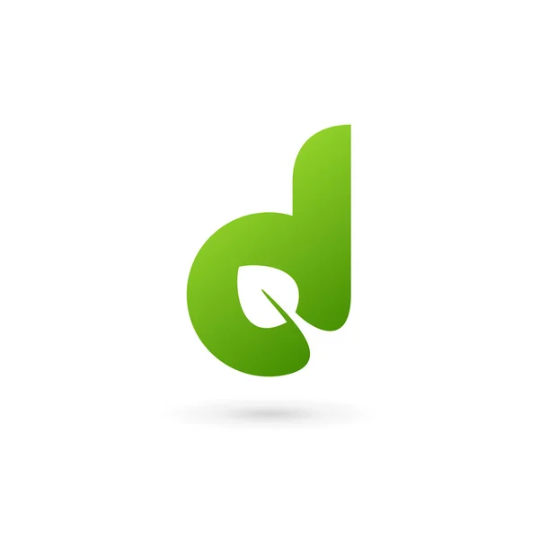 Huruf D eco meninggalkan elemen desain ikon logo - Stok Vektor