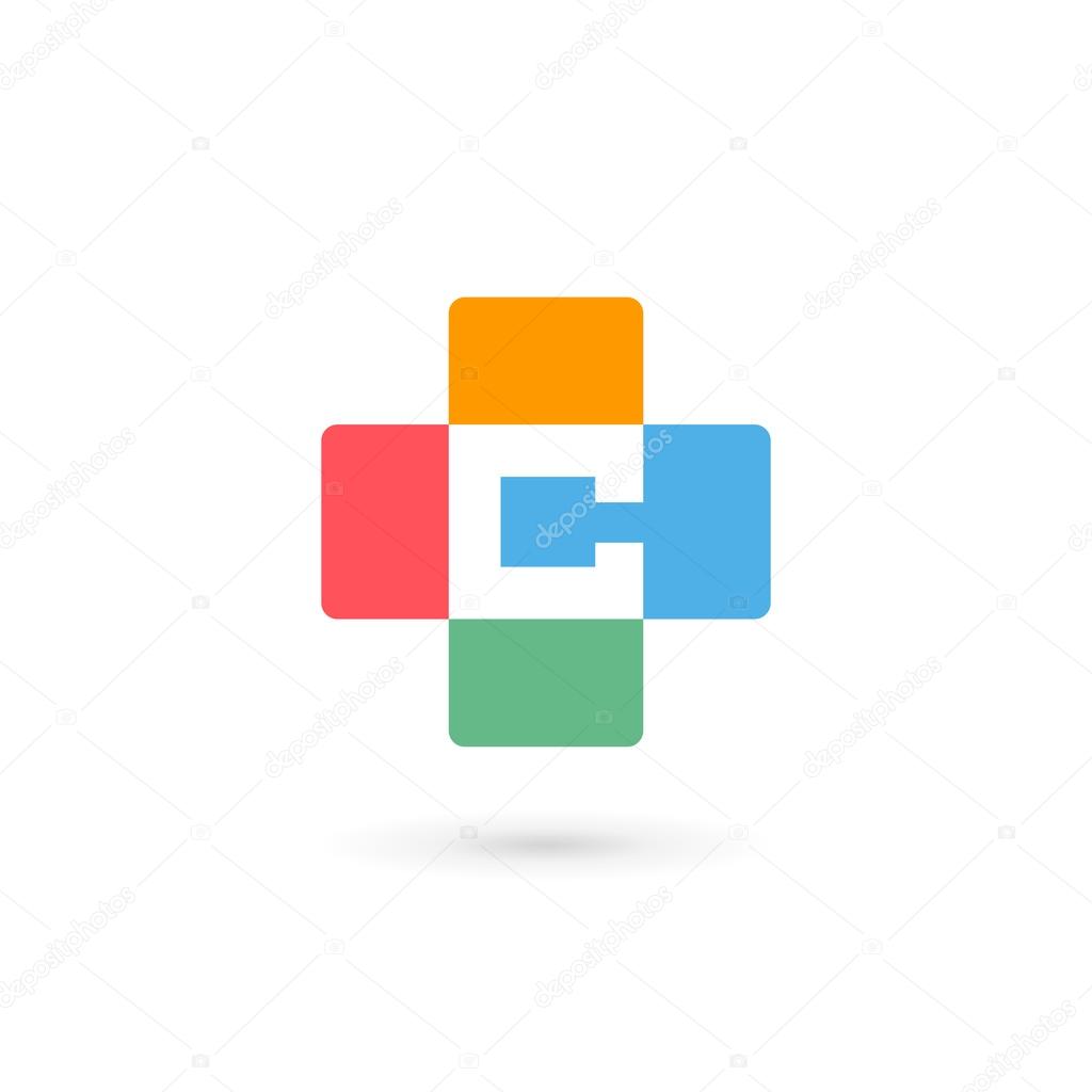 Letter C cross plus logo icon design template elements