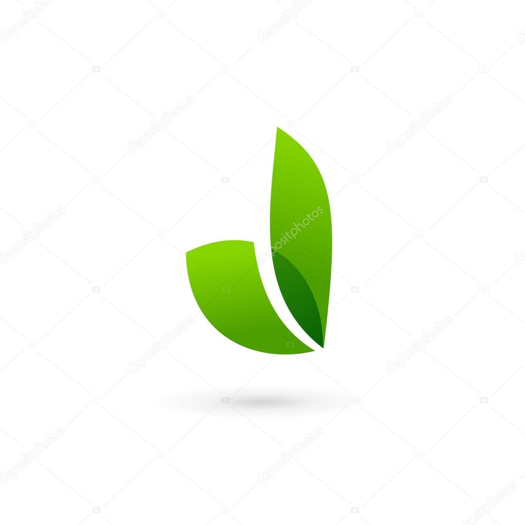 Letter D eco leaves logo icon design template elements
