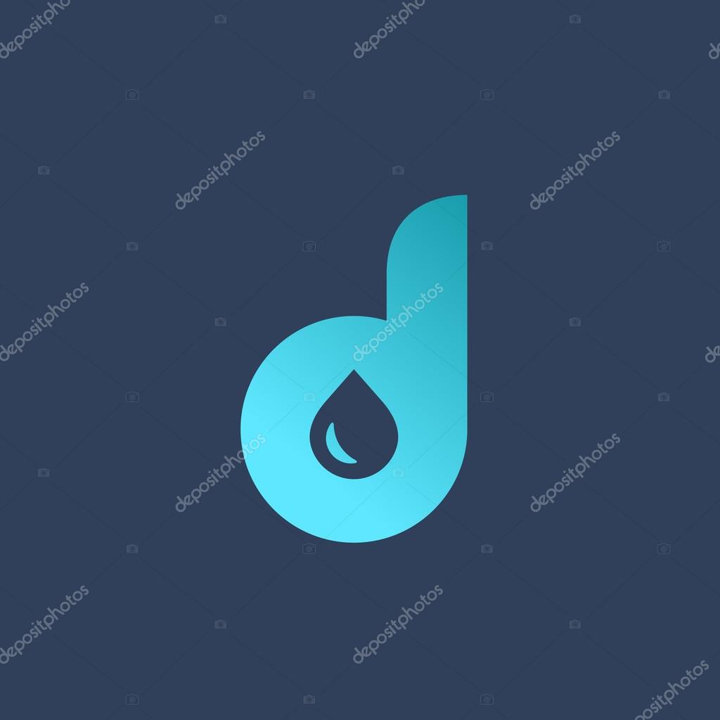 Letter D water drop logo icon design template elements