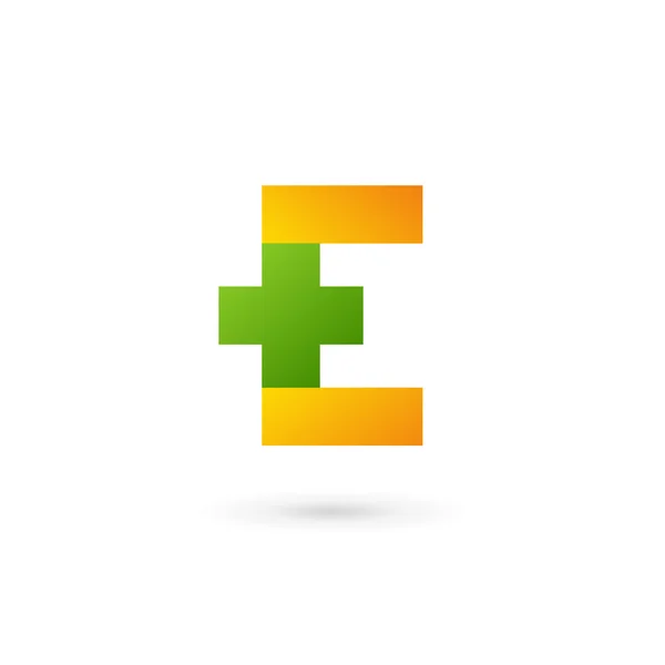 Буква E крест плюс элементы иконки логотипа шаблона — стоковый вектор