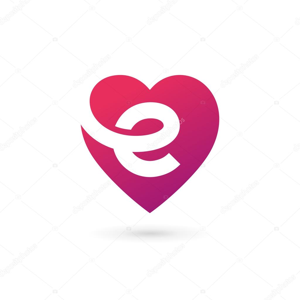 Letter E heart logo icon design template elements