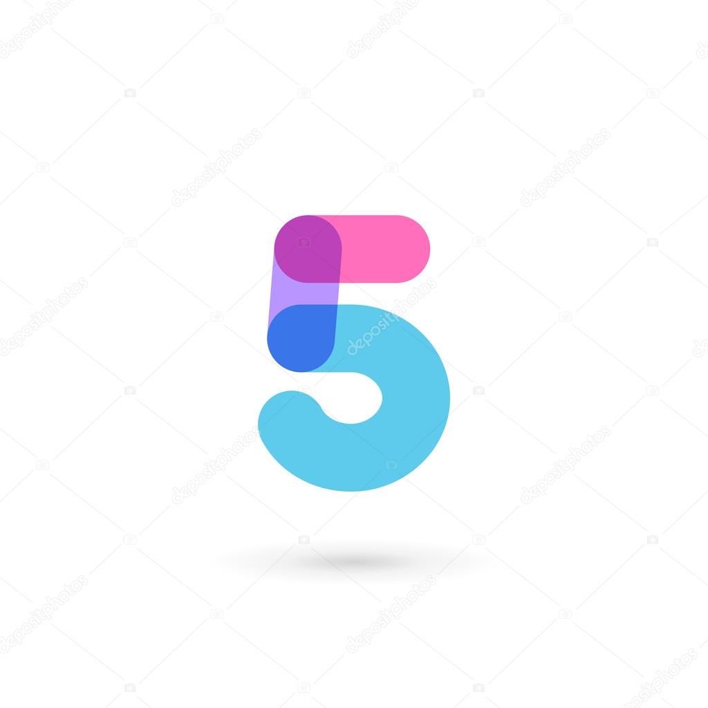 Number 5 logo icon design template element
