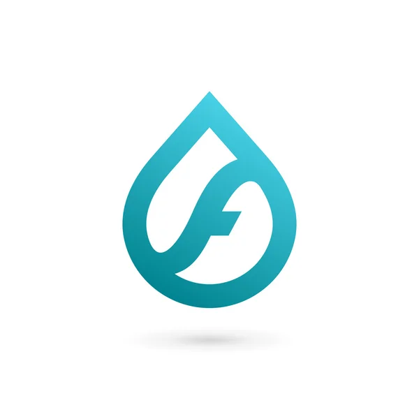 Lettre F goutte d'eau logo icône conception éléments de modèle — Image vectorielle