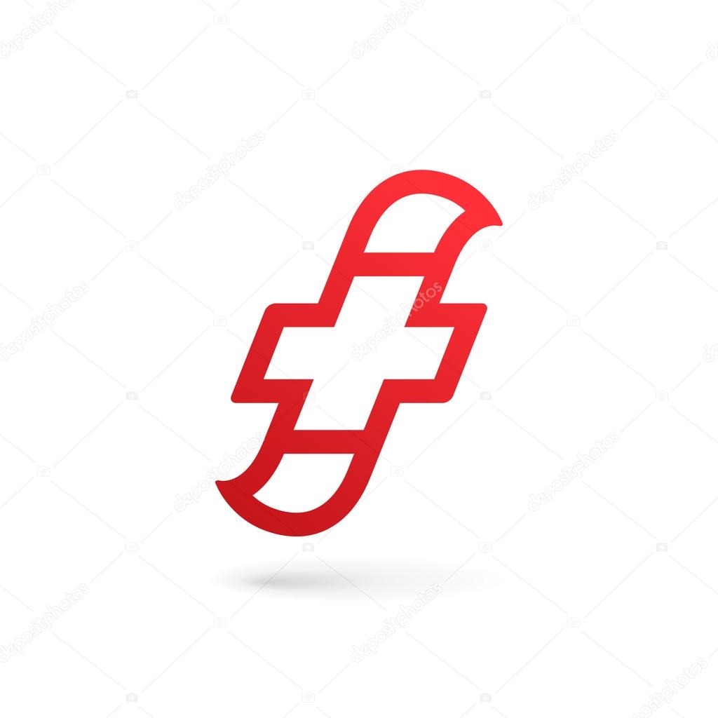 Letter F cross plus logo icon design template elements