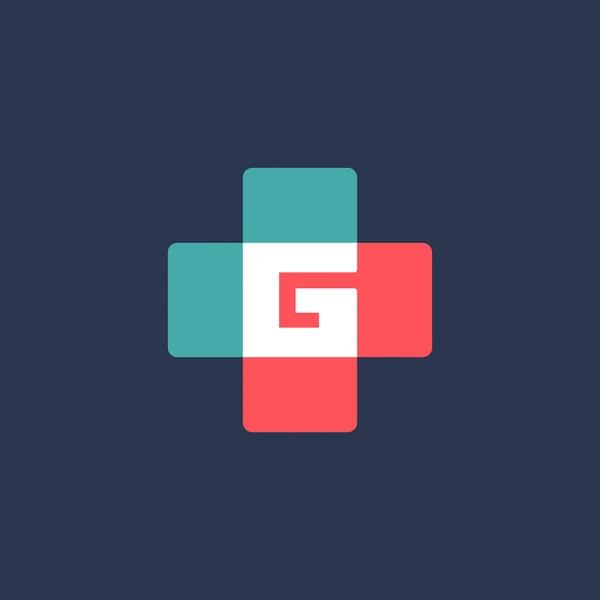 Unsur desain ikon logo G cross plus huruf G - Stok Vektor