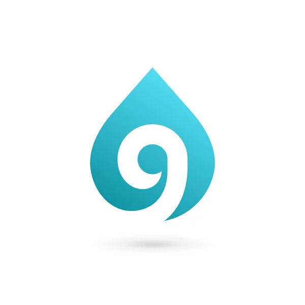Буква G номер 9 Элементы шаблона логотипа капли воды — стоковый вектор