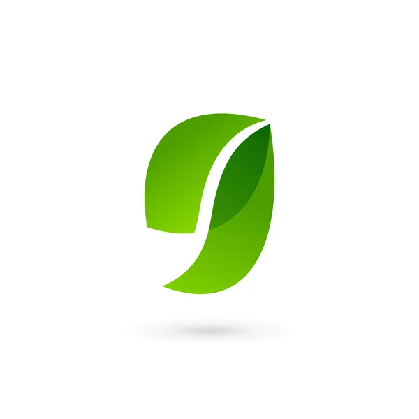 Písmeno G číslo 9 eco listy logo ikonu návrhové prvky šablony — Stockový vektor