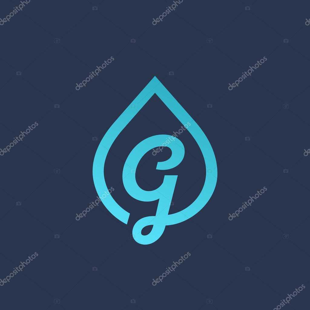 Letter G water drop logo icon design template elements