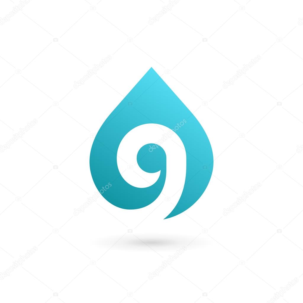 Letter G number 9 water drop logo icon design template elements