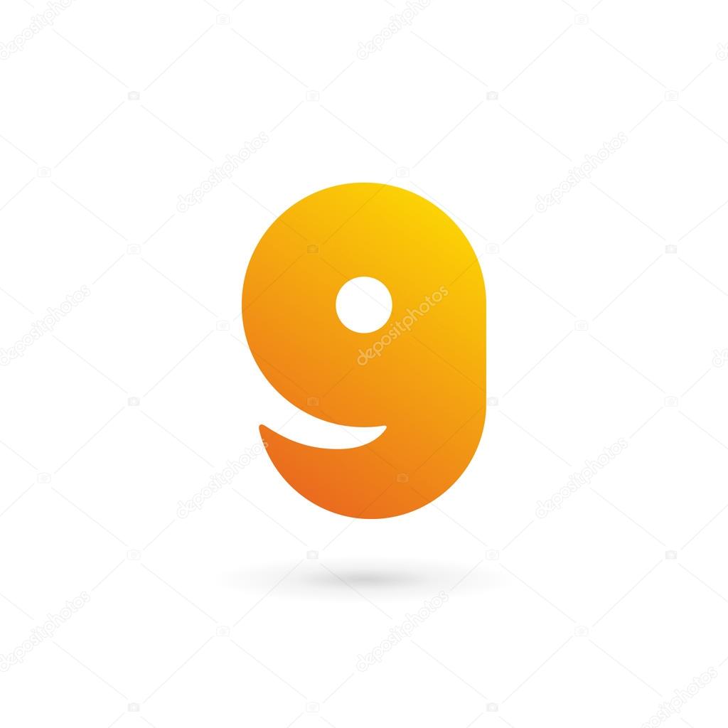 Letter G number 9 smile logo icon design template elements
