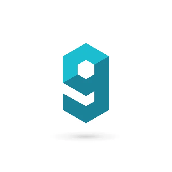 Elementy szablonu projektowania ikona logo literę G numer 9 technologii — Wektor stockowy