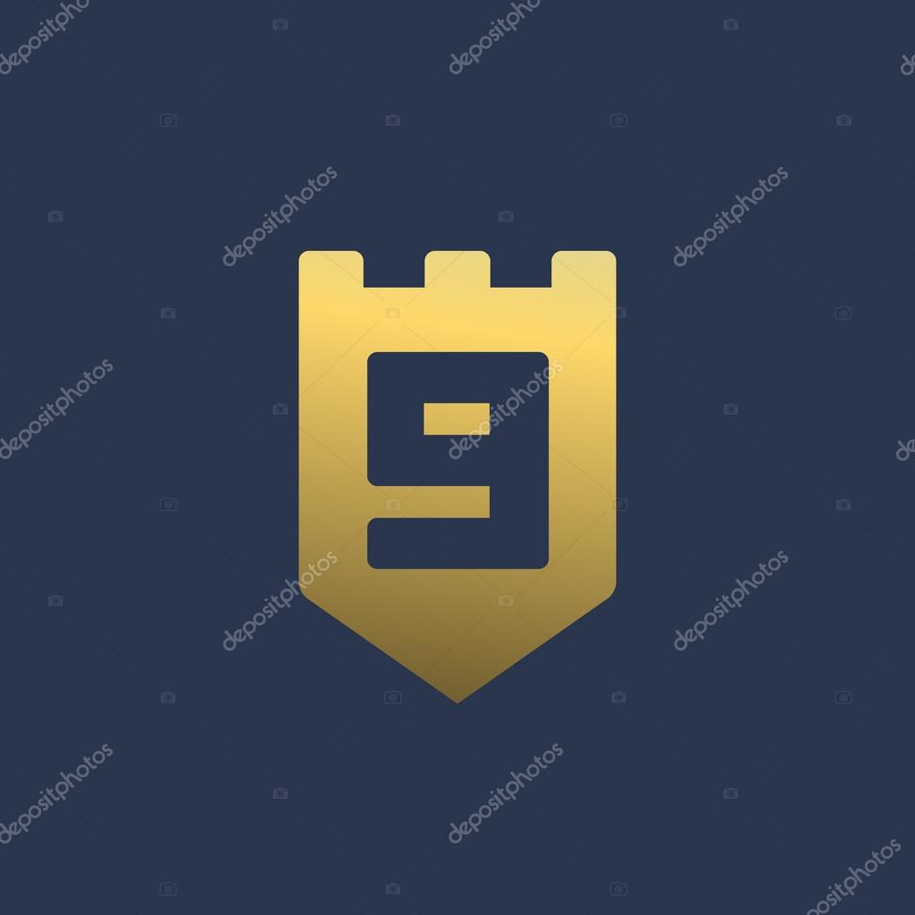 Letter G number 9 shield logo icon design template elements