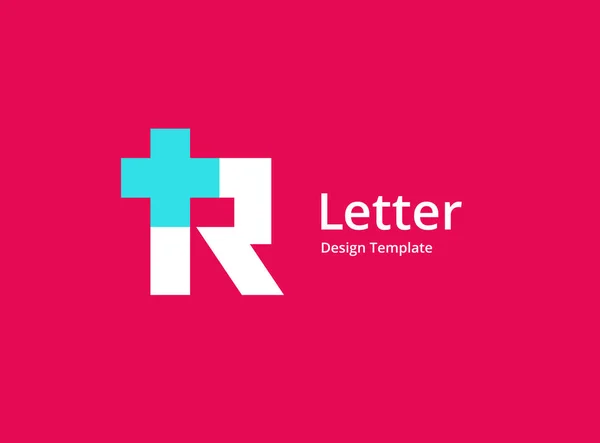 Lettre Avec Croix Éléments Modèle Conception Icône Logo Médical — Image vectorielle
