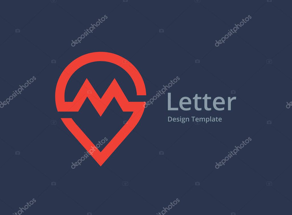 Letter M geotag logo icon design template elements