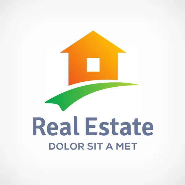 Modelo de design de ícone de logotipo imobiliário com casa e seta — Vetor de Stock