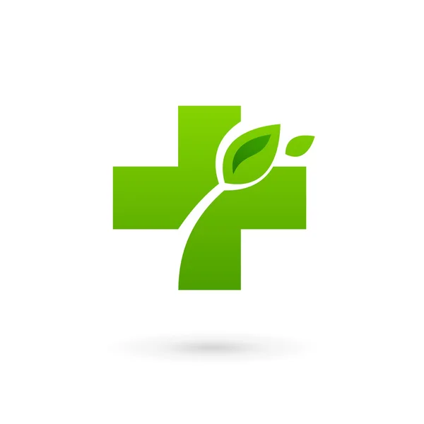 Medical eco logo icon design template with cross and plus — Stock Vector