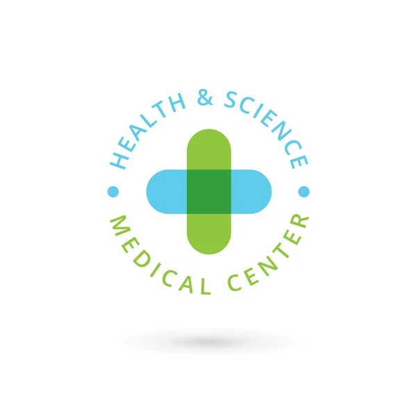 Plantilla de diseño del icono del logo del centro médico con cruz y más — Vector de stock