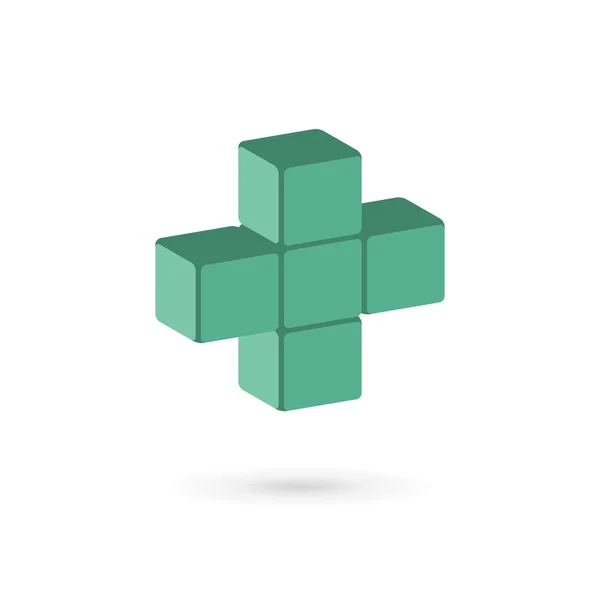 Шаблон дизайну логотипу медичного куба з хрестом і плюс — стоковий вектор