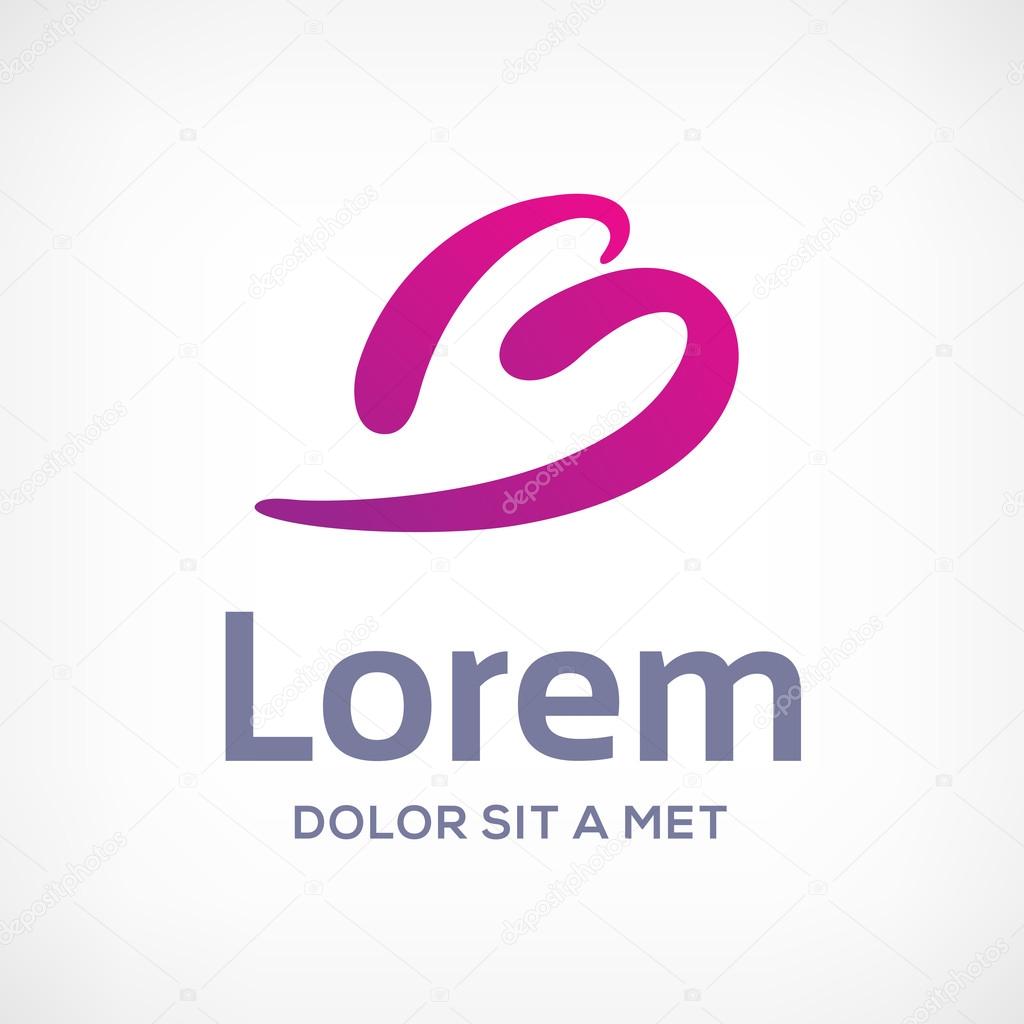 Business design template logo icon with letter B and heart. Vector color sign
