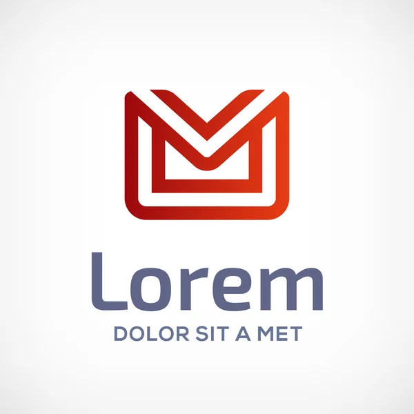 E-mail busta lettera M logo icona modello di design — Vettoriale Stock