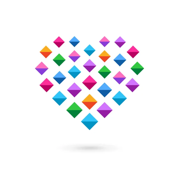 Heart mosaic crystal logo icon — Stock Vector