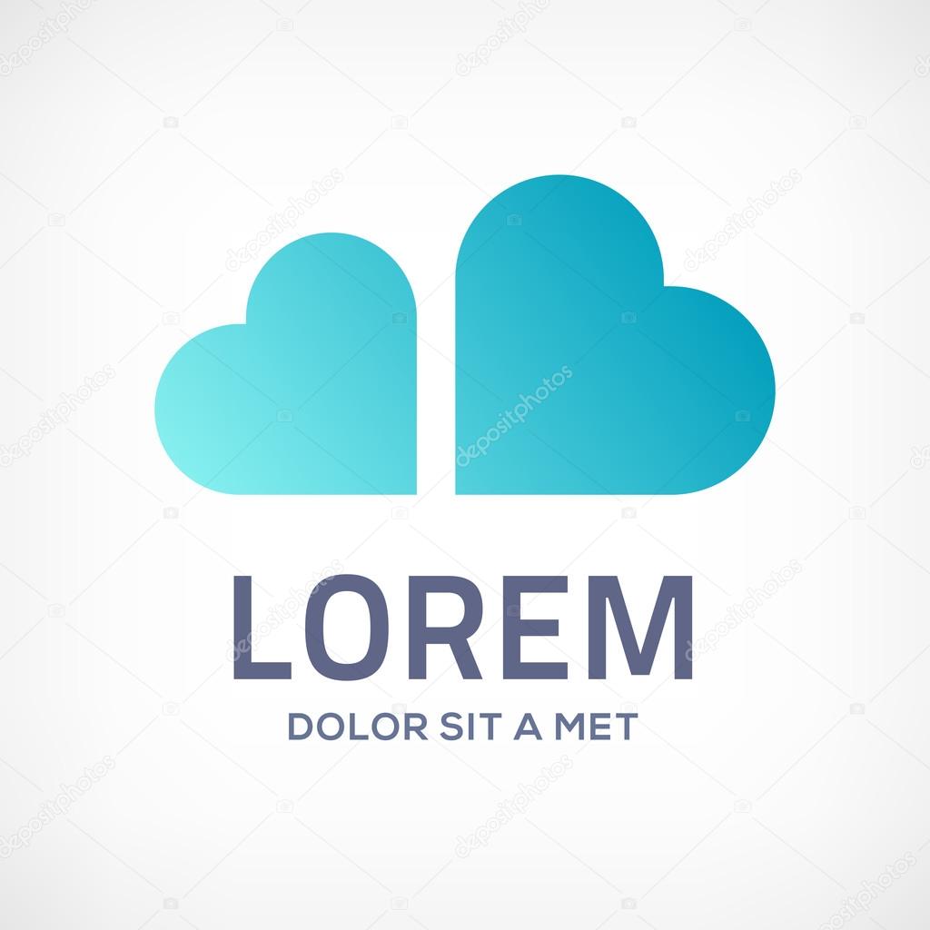 Heart cloud symbol logo icon. May be used in medical, dating, Valentines Day and wedding design
