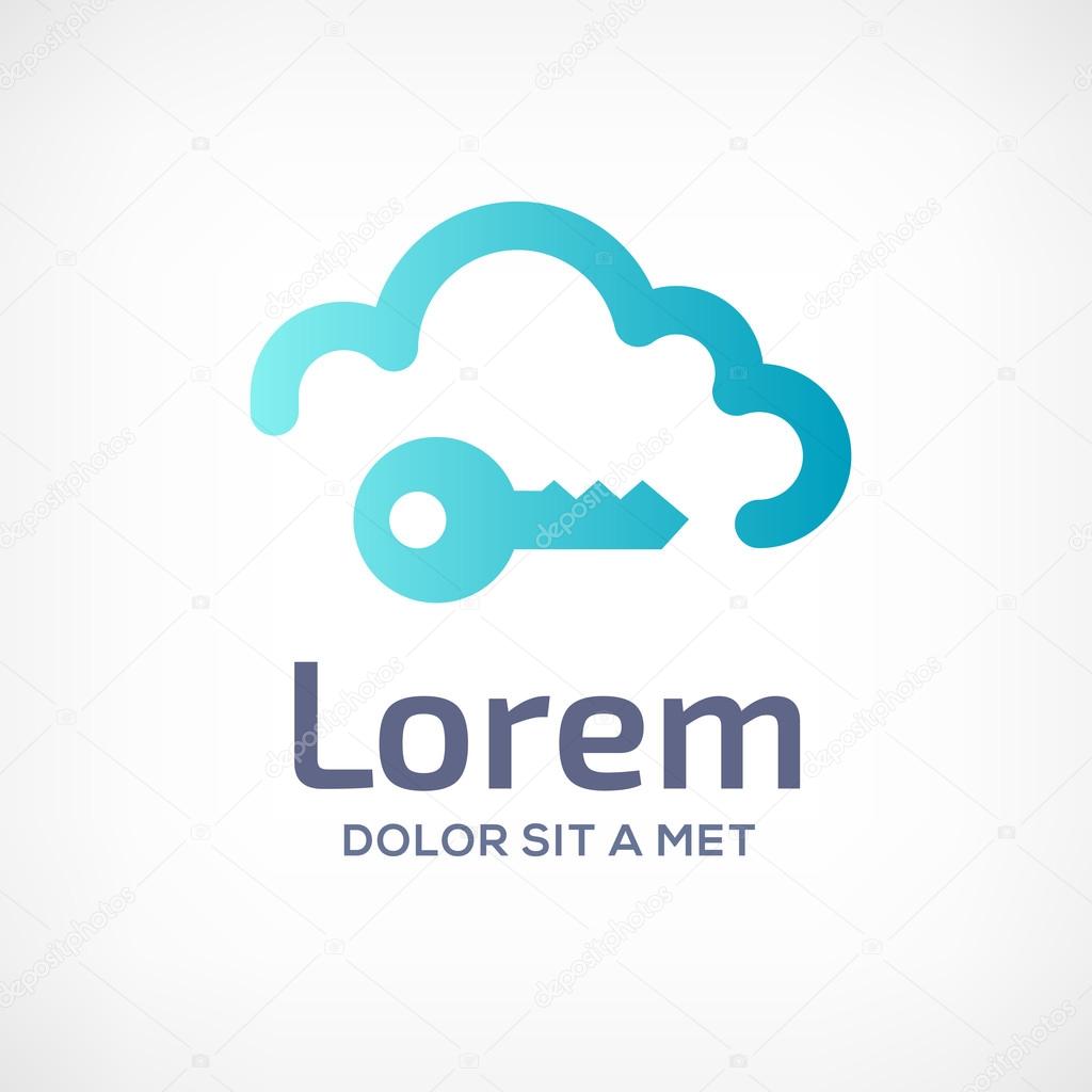 Key cloud symbol logo icon design template. Secure sign