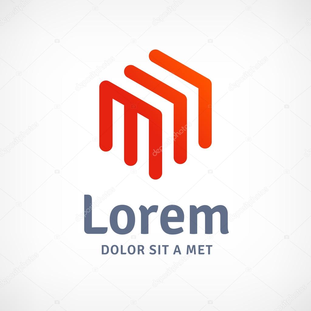 Abstract business design template logo icon with letter M. Vector color emblem sign