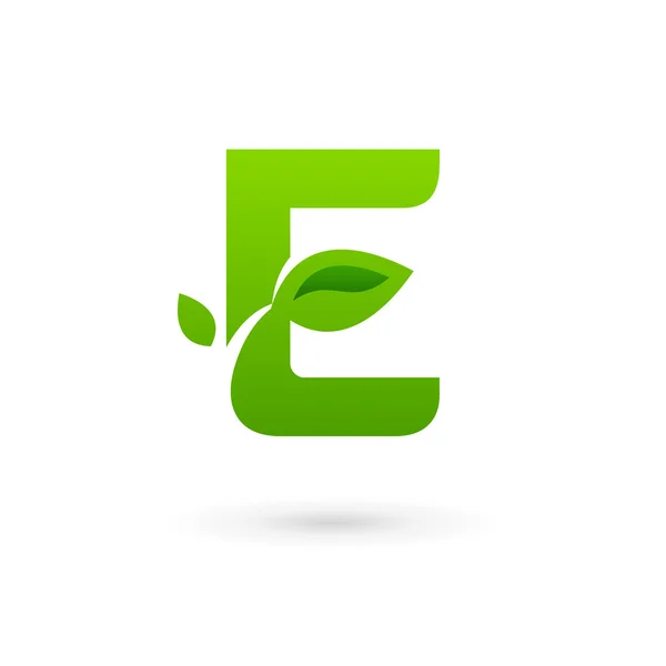 E 에코 나뭇잎 로고 아이콘 디자인 서식 파일 요소 — 스톡 벡터