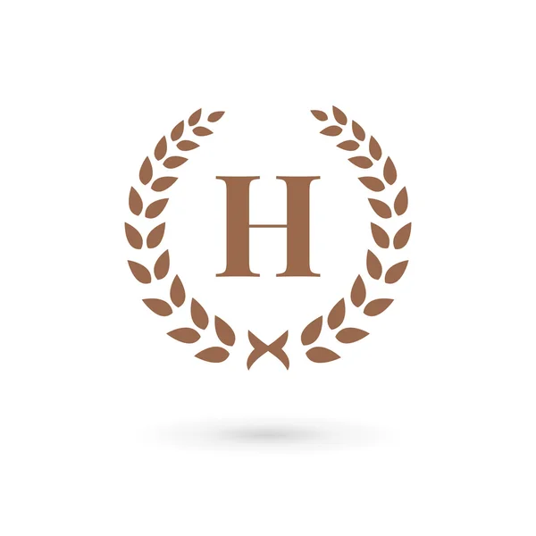 Brief H laurel krans logo pictogram sjabloon ontwerpelementen — Stockvector