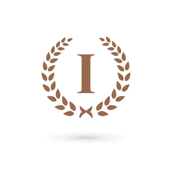 Letra I número uno 1 laurel corona icono del logotipo — Vector de stock