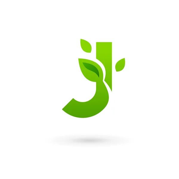 Letter J eco leaves logo icon design template elements — Stock Vector