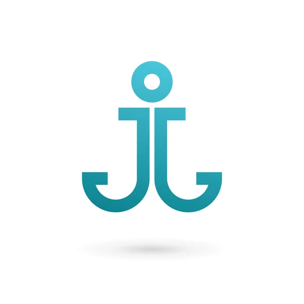Brief J ankerelementen logo pictogram sjabloon ontwerp — Stockvector