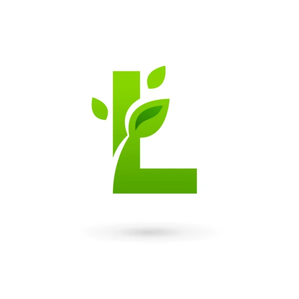 Letra L eco hojas logo icono — Vector de stock