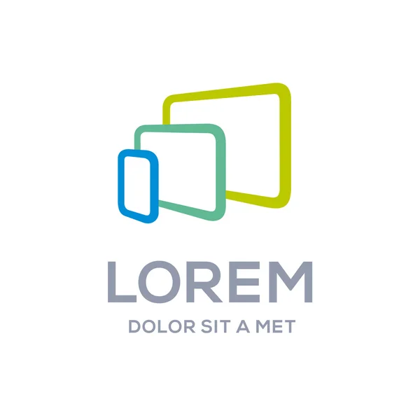 Ordenador portátil tableta teléfono logotipo icono diseño plantilla — Vector de stock