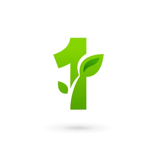 Número uno 1 eco deja elementos de plantilla de diseño de icono de logotipo — Vector de stock