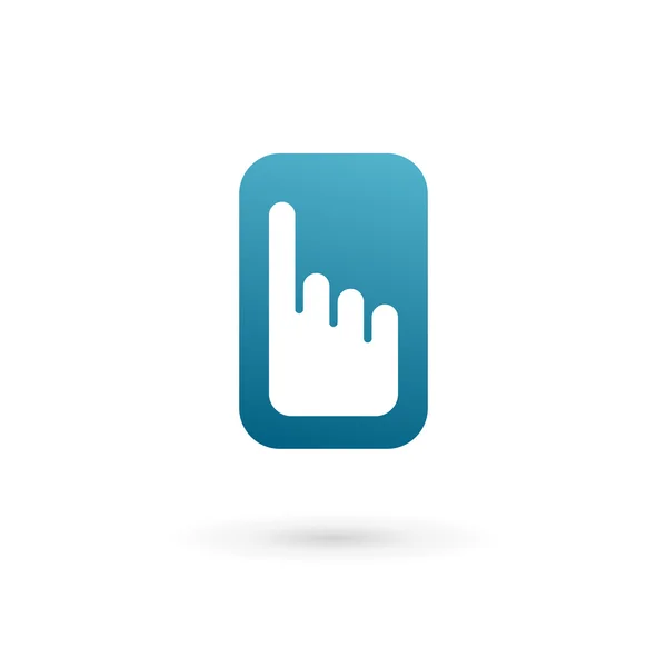 Mobilní telefon rukou dotknout obrazovky aplikace loga ikonu šablony návrhu — Stockový vektor