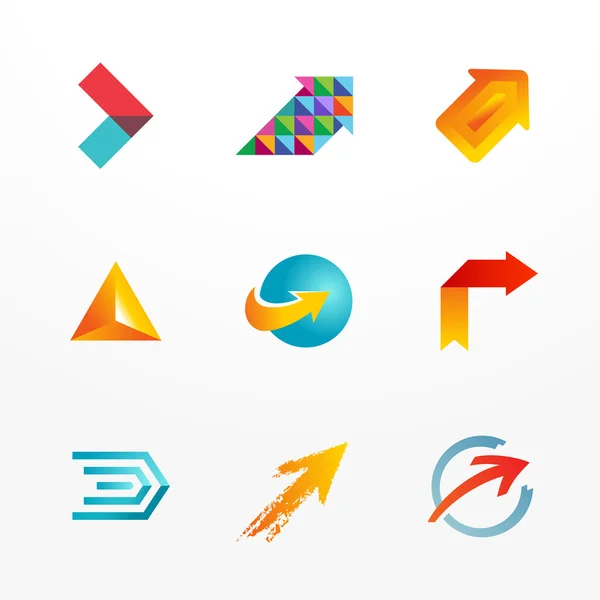 Arrow symbol vector logo icon set. Collection of colorful signs. — Stock Vector