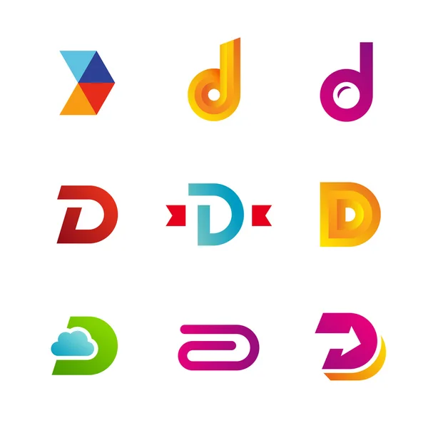 Zestaw elementów szablonu projektu litera D logo ikony — Wektor stockowy