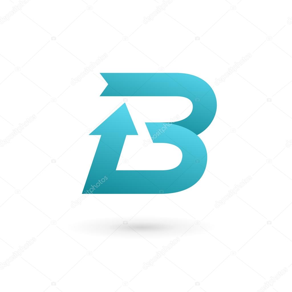 Letter B arrow ribbon logo icon design template elements. Vector color sign
